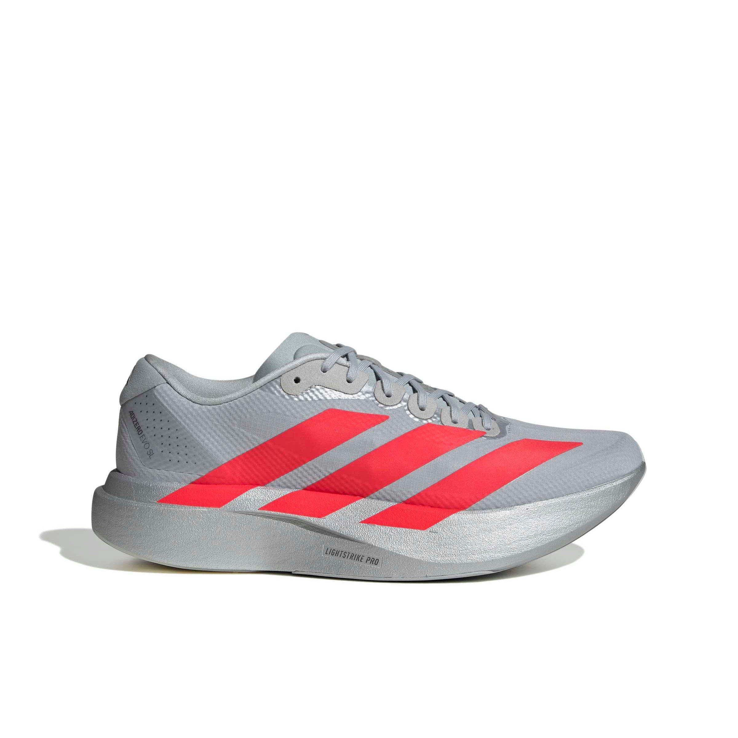 adidas Adizero EVO SL "Silver Metallic/Lucid Red/Iron Metallic" Men's Running Shoe - SILVER/RED/IRON